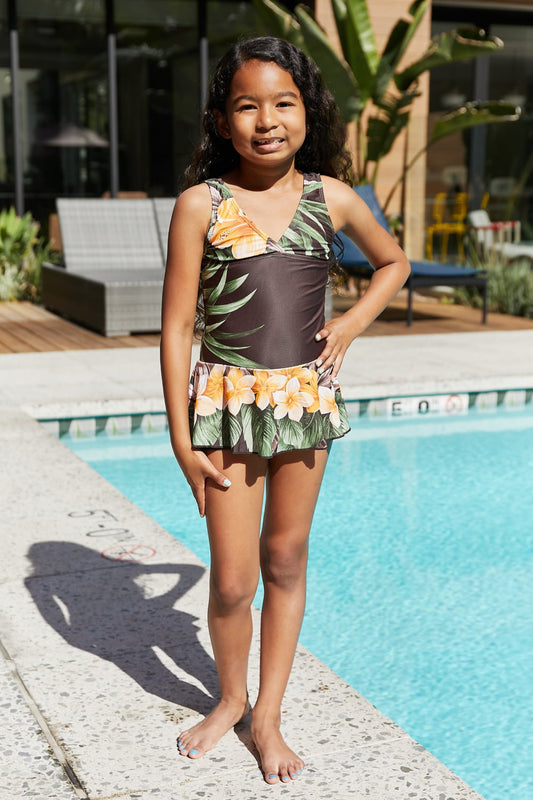 Marina West Swim Clear Waters Swim Dress in Aloha Brown Mother Daughter Swimwear  Sunset and Swim Coffee Brown 2-3 