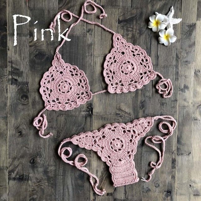 Eliana Crochet Bikini  Sunset and Swim pink L 
