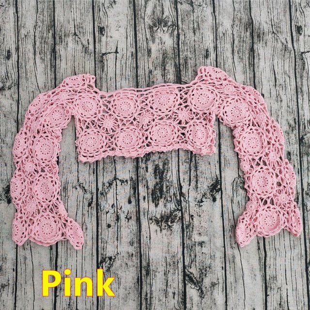 Elle Crochet Bikini Set Crochet Beach Top  Sunset and Swim Pink Top S 