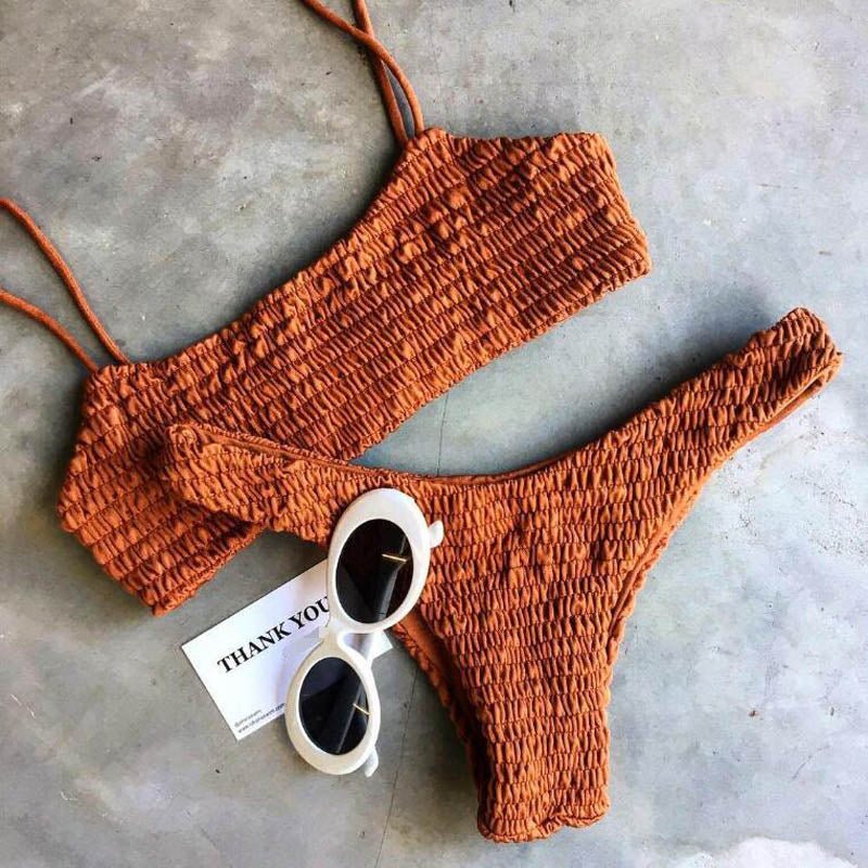 Elle Ruffled Crochet Sexy Bikini Set  Sunset and Swim   