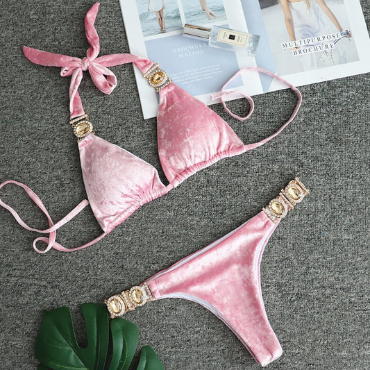Emilia Bling Diamond Pink Blue Bikini  Sunset and Swim   
