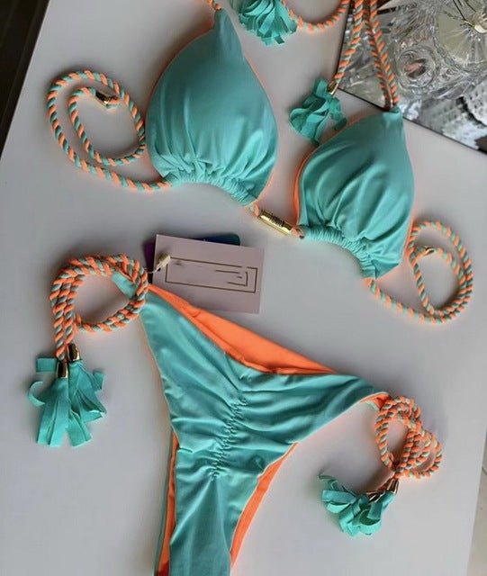 Exclusive! Rio Sexy Scrunch Butt Brazilian Bikini  Sunset and Swim Turquoise S 