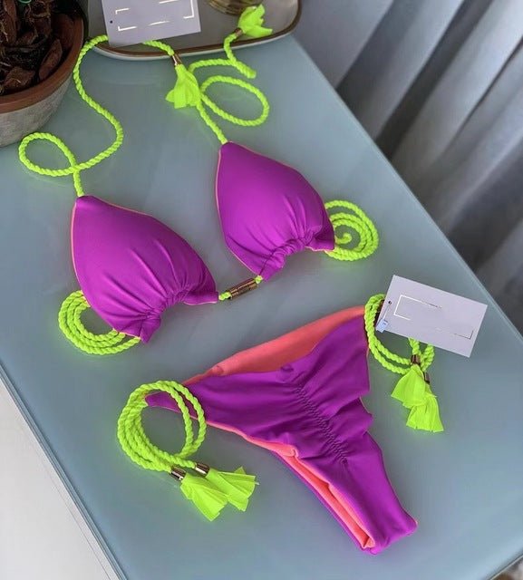 Exclusive! Rio Sexy Scrunch Butt Brazilian Bikini  Sunset and Swim Purple 2 S 