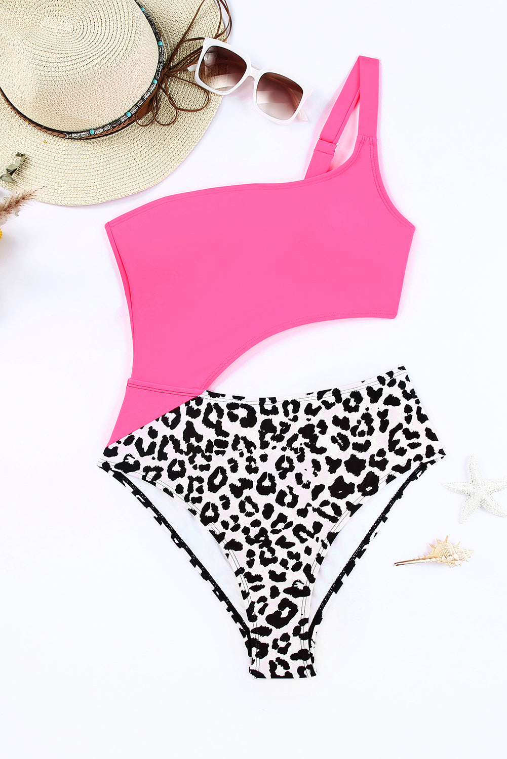 Leopard Cutout One-Shoulder One-Piece Swimsuit  Sunset and Swim   