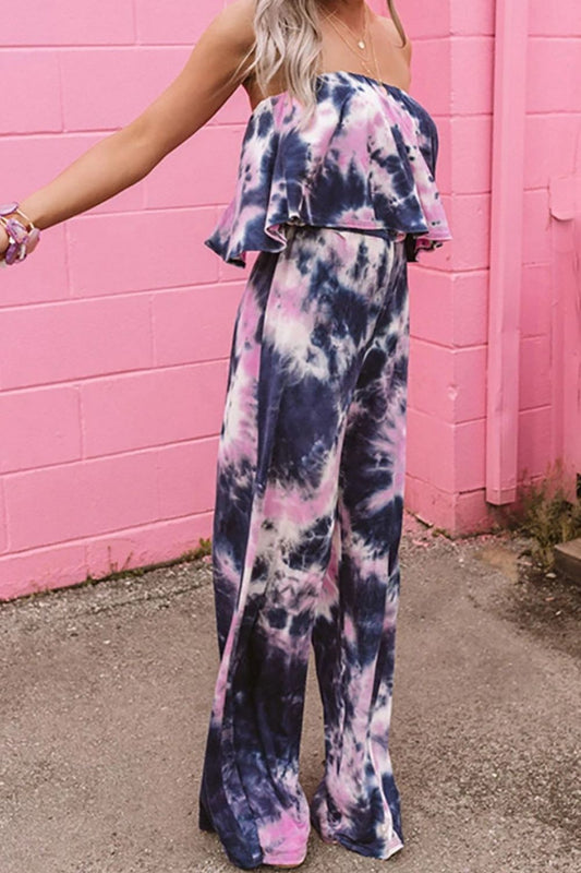Tie-Dye Layered Strapless Jumpsuit  Sunset and Swim Multicolor S 
