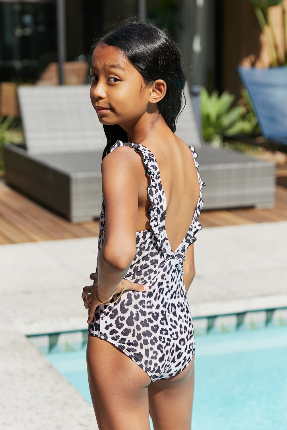 Marina West Swim Float On Ruffled One-Piece in Cat Mother Daughter Swimwear  Sunset and Swim   