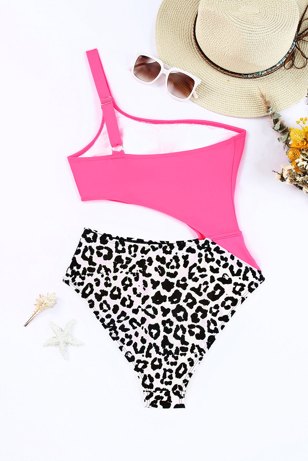 Leopard Cutout One-Shoulder One-Piece Swimsuit  Sunset and Swim   