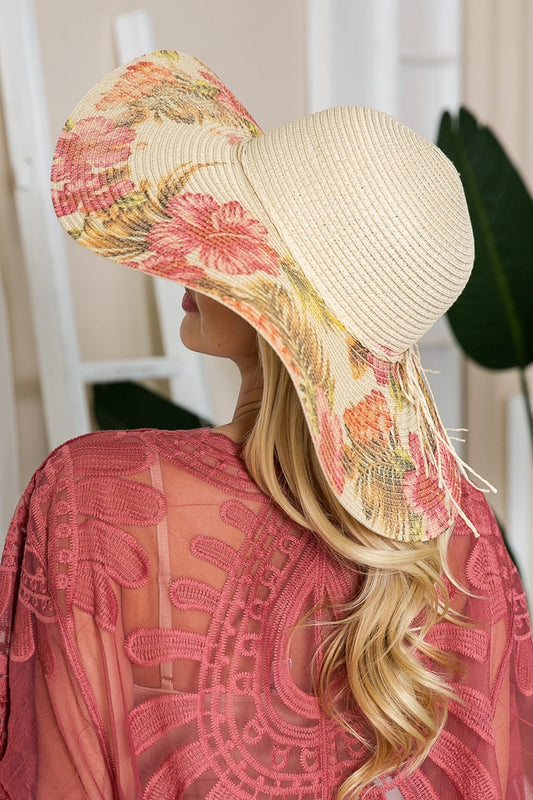 Justin Taylor Floral Bow Detail Sunhat  Sunset and Swim Floral/Rose One Size 