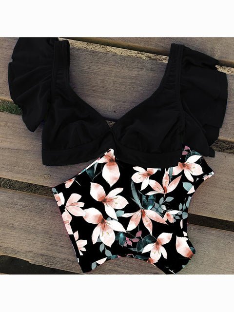 Floral Dreams Ruffled High Waist Bikini Set  Sunset and Swim MAG18126D5 S 