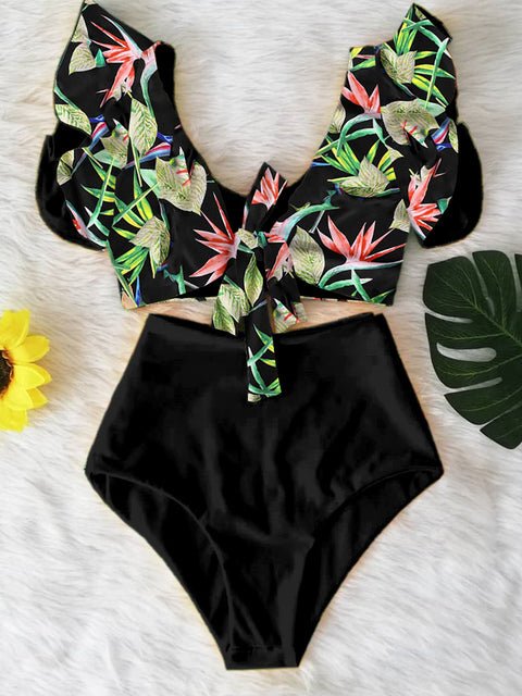 Floral Dreams Ruffled High Waist Bikini Set  Sunset and Swim NA19508DJ L 