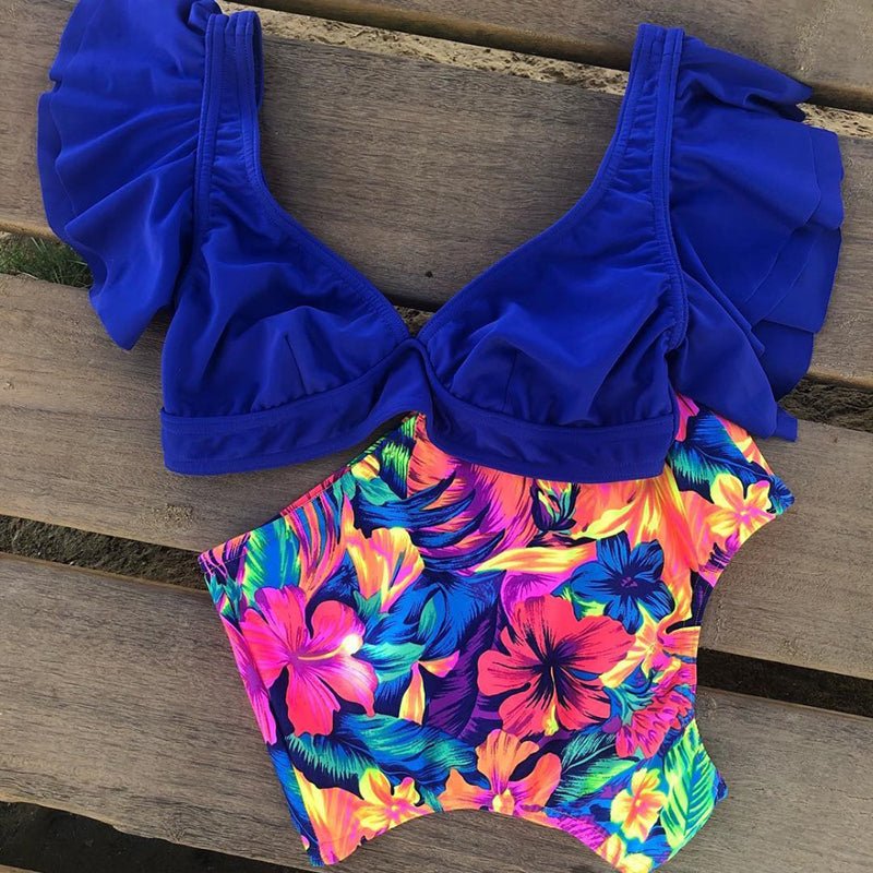 Floral Dreams Ruffled High Waist Bikini Set  Sunset and Swim   