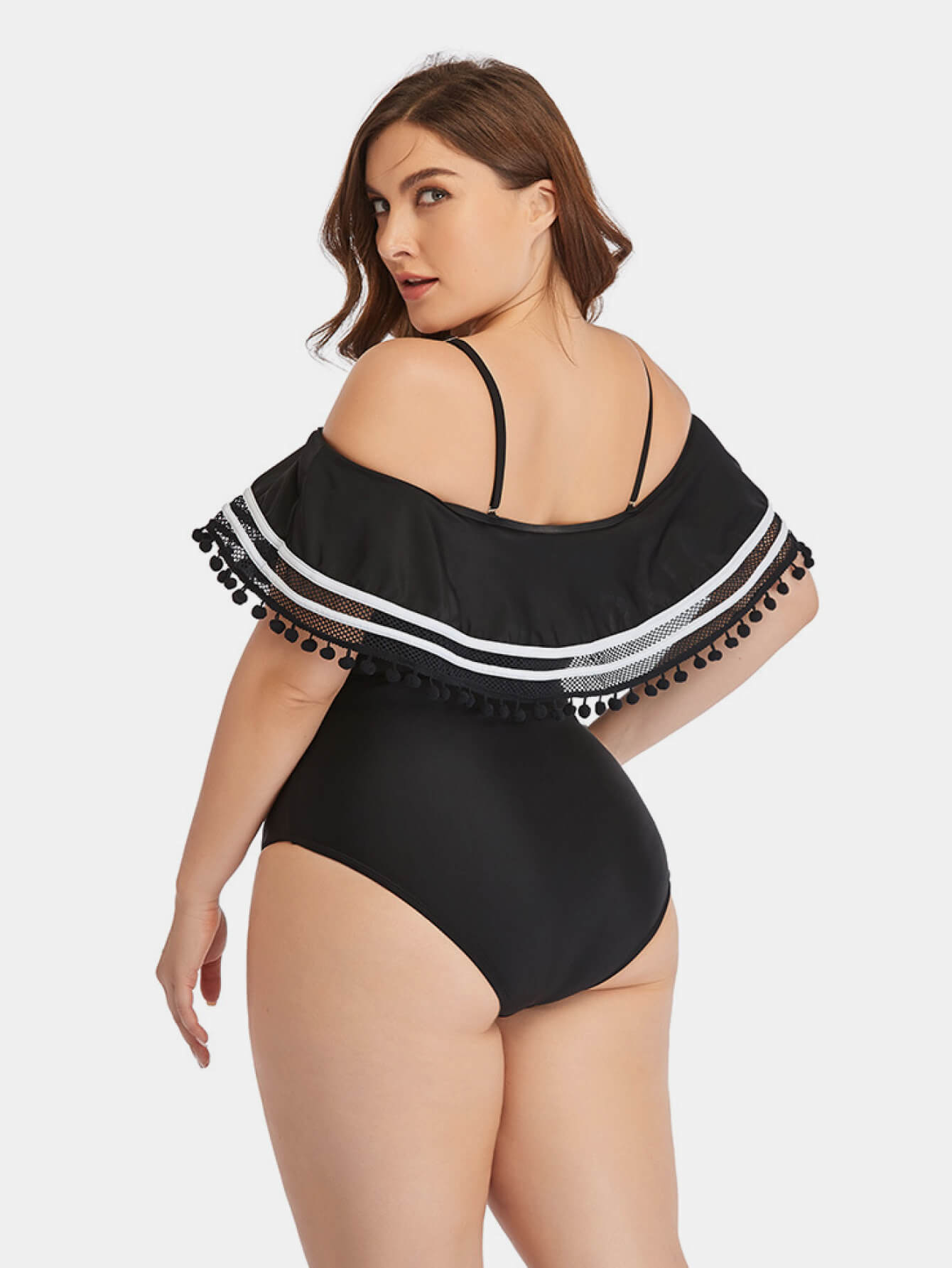 Gillian Plus Size Striped Cold-Shoulder One-Piece Swimsuit  Sunset and Swim   