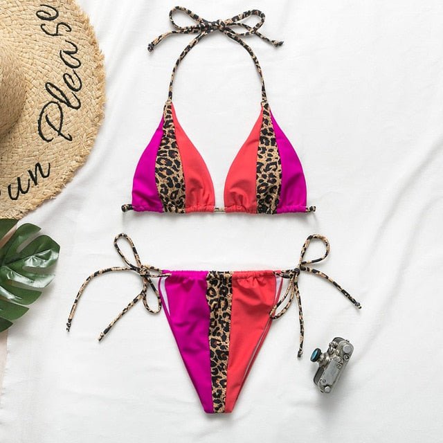 Gisele Super Hot Leopard Print Triangle Brazilian Bikini  Sunset and Swim 2 S 