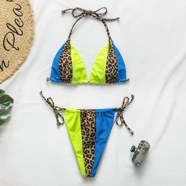 Gisele Super Hot Leopard Print Triangle Brazilian Bikini  Sunset and Swim 3 S 