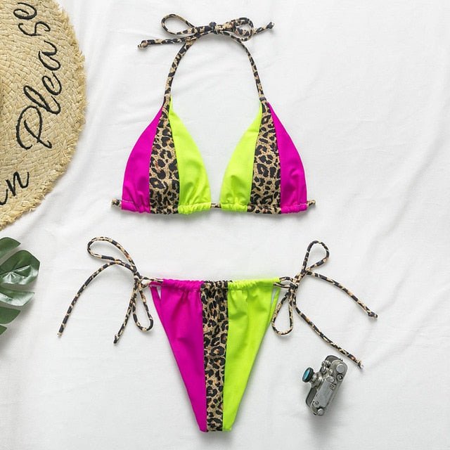 Gisele Super Hot Leopard Print Triangle Brazilian Bikini  Sunset and Swim 1 S 