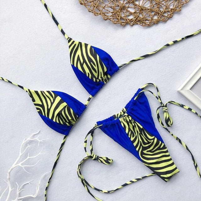 Gisele Super Hot Leopard Print Triangle Brazilian Bikini  Sunset and Swim 9 S 