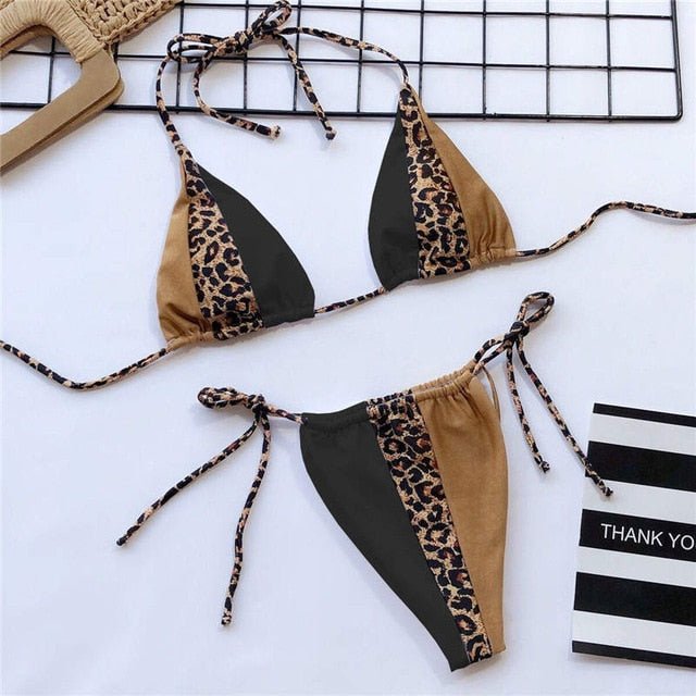 Gisele Super Hot Leopard Print Triangle Brazilian Bikini  Sunset and Swim 16 M 