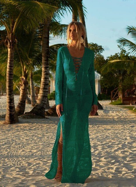 Giselle Premium Crochet Beach Cover up  Sunset and Swim A1 green One Size 