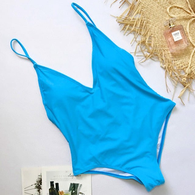 Goddess One Piece Swimsuit  Sunset and Swim Blue S 
