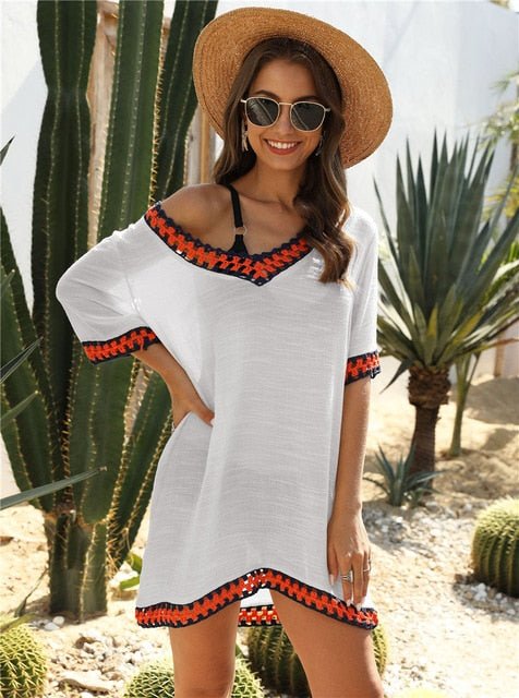 Grace Beach Dress Cover Up (available in plus sizes)  Sunset and Swim White XL 