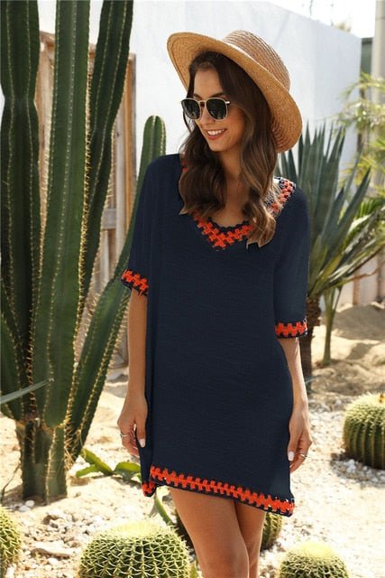 Grace Beach Dress Cover Up (available in plus sizes)  Sunset and Swim Blue M 