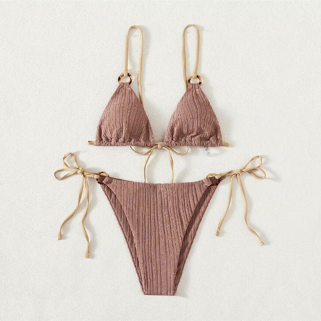 Hamptons Sexy Cute Triangle Bikini Set  Sunset and Swim Pink L 