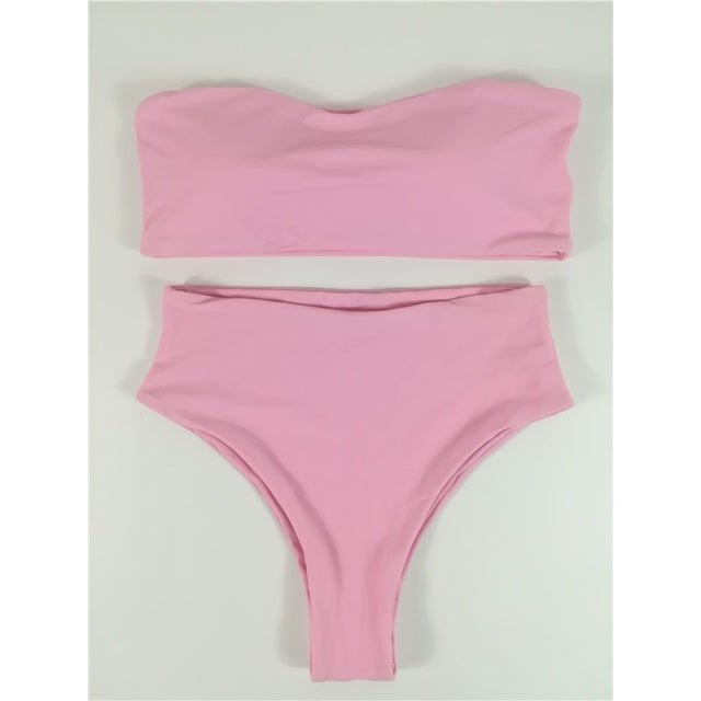 Hannah Hot Bandeau Bikini Set  Sunset and Swim Pink XS 