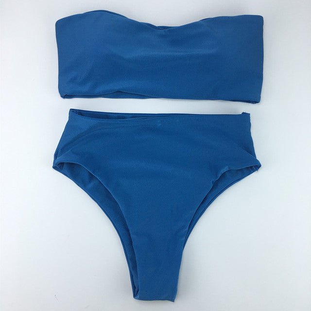 Hannah Hot Bandeau Bikini Set  Sunset and Swim Blue XS 