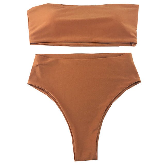 Hannah Hot Bandeau Bikini Set  Sunset and Swim Dark Orange XS 