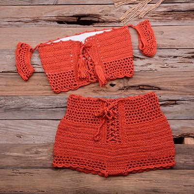 Ibiza Crochet Bikini  Sunset and Swim Rusty Red L 