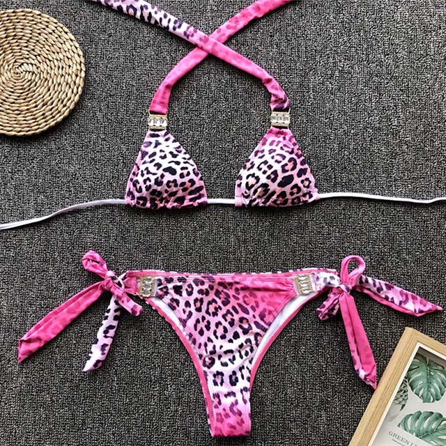 Ibiza Crystal Bikini  Sunset and Swim PinkLeopard M 