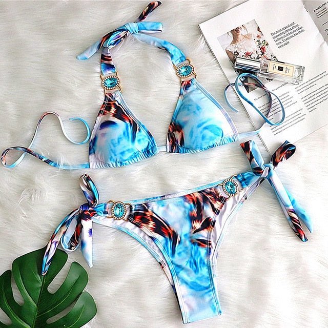 Ibiza Crystal Bikini  Sunset and Swim Print L 