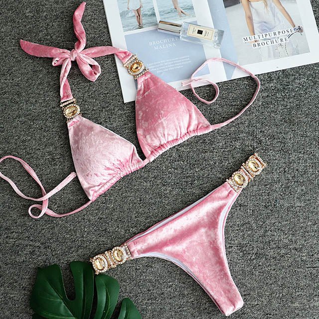 Ibiza Crystal Bikini  Sunset and Swim Pink L 