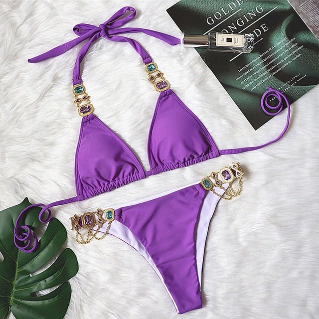 Ibiza Crystal Bikini  Sunset and Swim Purple L 
