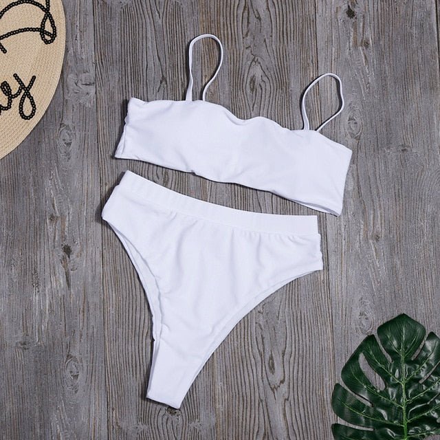 Izabel High Waist Brazilian Bikini  Sunset and Swim 1-white L 