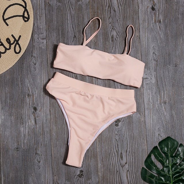 Izabel High Waist Brazilian Bikini  Sunset and Swim 2-pink L 
