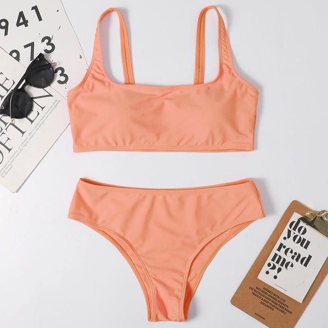 Jolene Sexy Simple Bikini Swimsuit  Sunset and Swim Light Orange L 