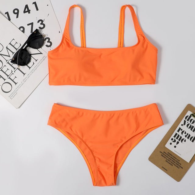 Jolene Sexy Simple Bikini Swimsuit  Sunset and Swim Orange L 