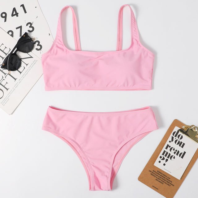 Jolene Sexy Simple Bikini Swimsuit  Sunset and Swim Pink XL 