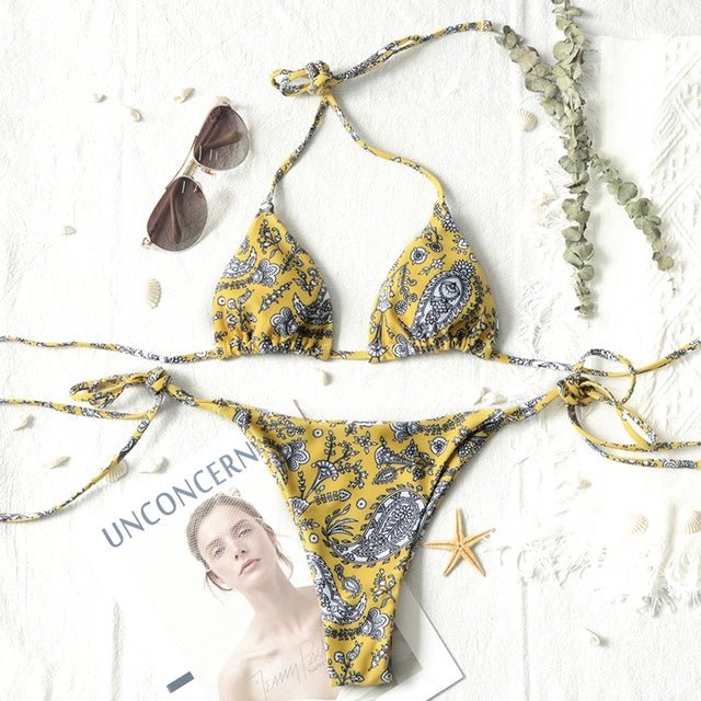 Juliana Brazilian Triangle Bikini  Sunset and Swim YL M 
