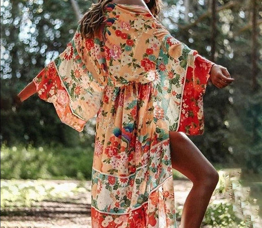 Kate Floral Beach Cover Up  Sunset and Swim   