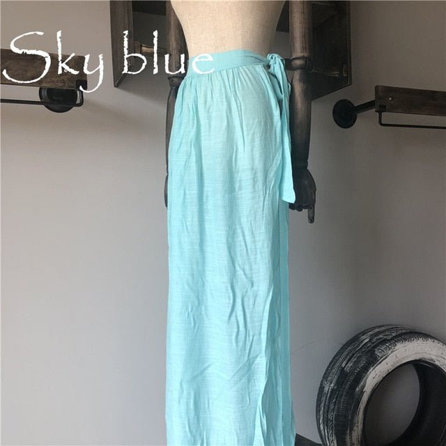 Loose Beach Cover Up Skirt Sarong  Sunset and Swim Sky Blue One Size 