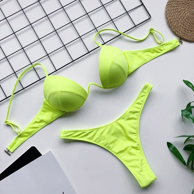 Khloe Push Up Bikini  Sunset and Swim Neon green M 