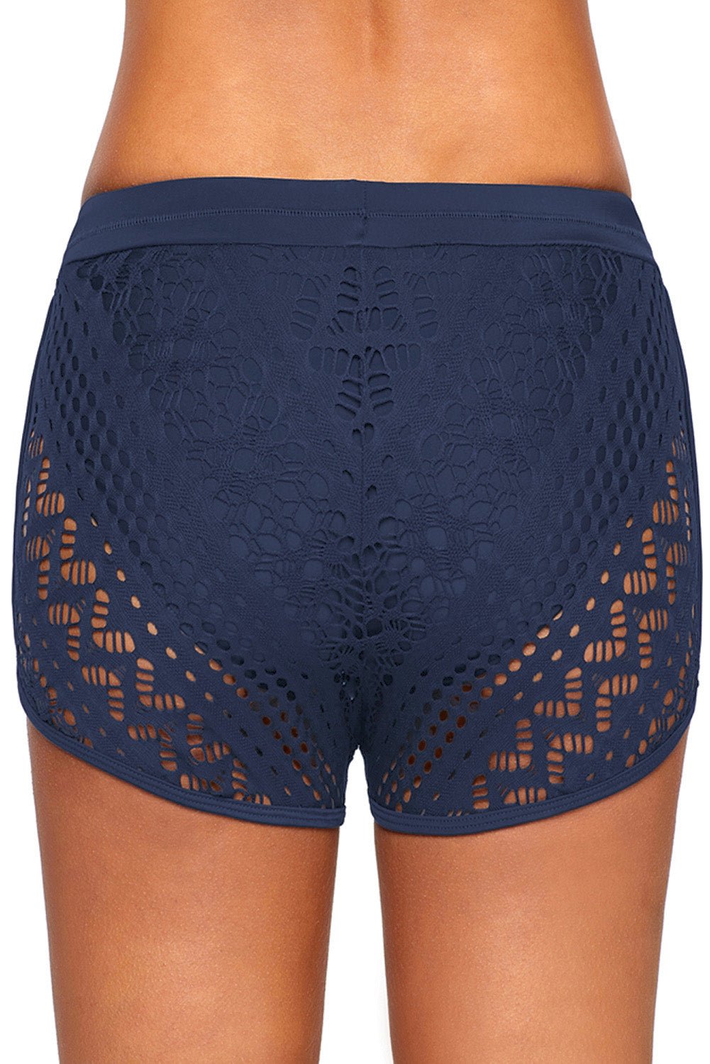 Lace Overlay Drawstring Swim Short, Plus Size Swimwear Shorts  Sunset and Swim   
