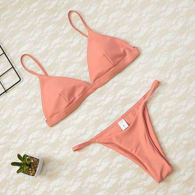Lara Triangle Thong Bikini  Sunset and Swim pink XL 