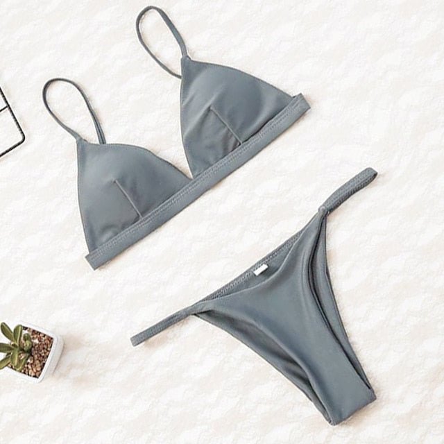 Lara Triangle Thong Bikini  Sunset and Swim grey XL 