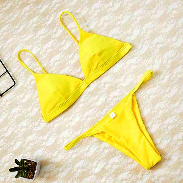 Lara Triangle Thong Bikini  Sunset and Swim yellow XL 