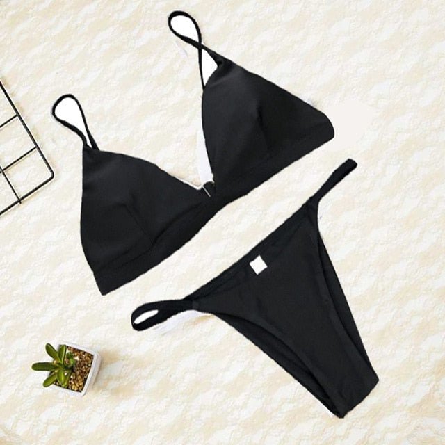 Lara Triangle Thong Bikini  Sunset and Swim balck XL 