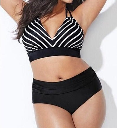 Layla High Waisted Two Piece Plus Size Bikini  Sunset and Swim Black 4XL 