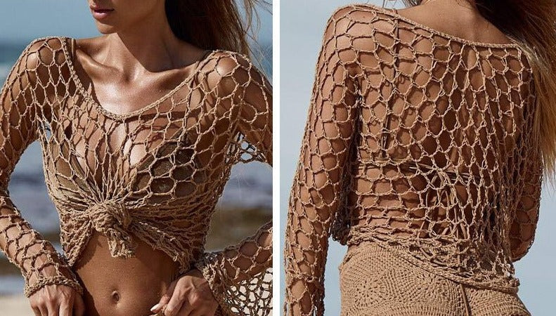 Boho Bliss Crochet Bikini Cover Up Top Crochet Beach Top  Sunset and Swim   